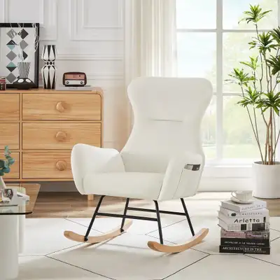 Off White Velvet Rocking Chair, View more