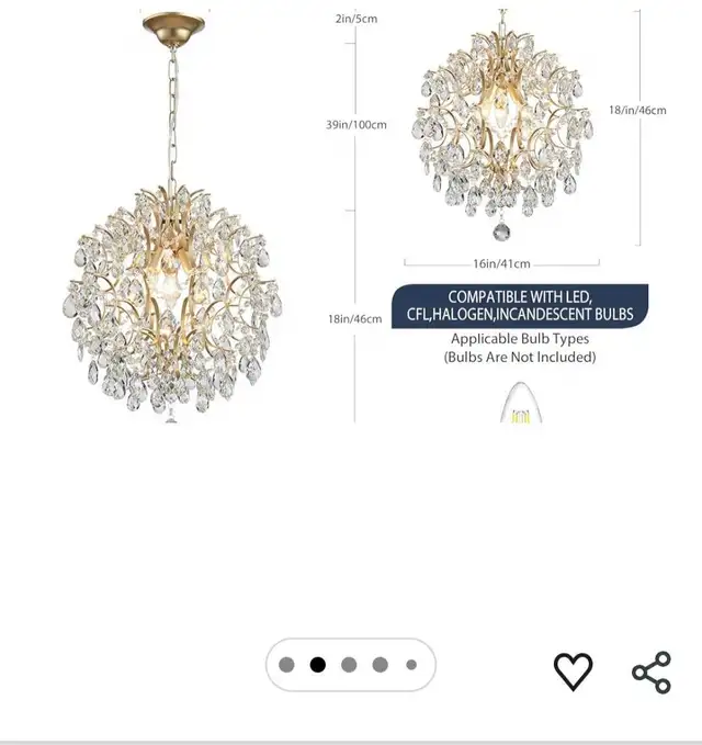 Gold Pendant Chandelier in Indoor Lighting & Fans in Mississauga / Peel Region - Image 3