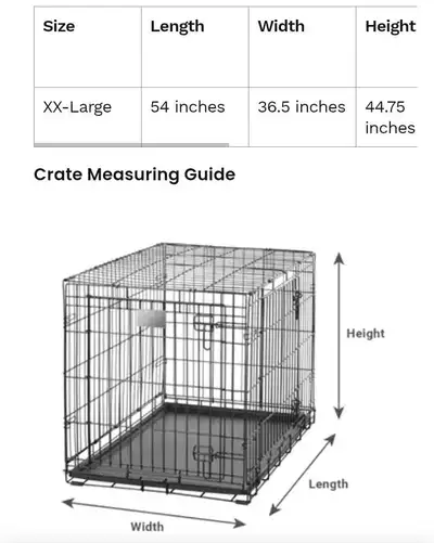XXlarge Dog crate in excellent condition folds down for traveling ect. Located in marmora