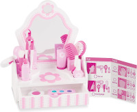 Wooden Beauty Salon Play Set With Vanity and Accessories (18 pcs