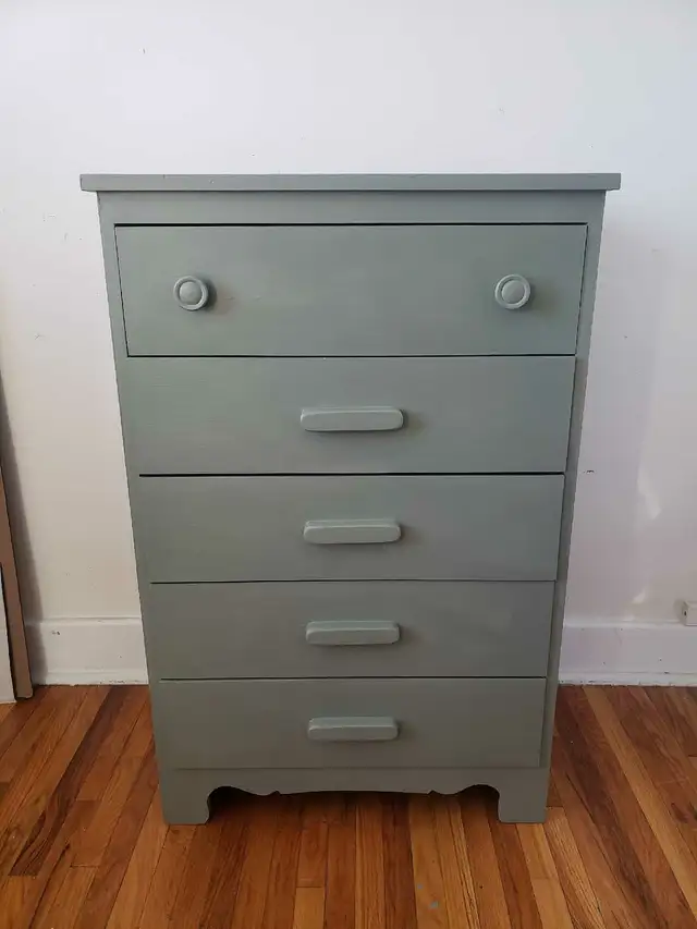 Refinished Solid Wood Muted Sage Vintage Tallboy in Dressers & Wardrobes in Kingston - Image 10
