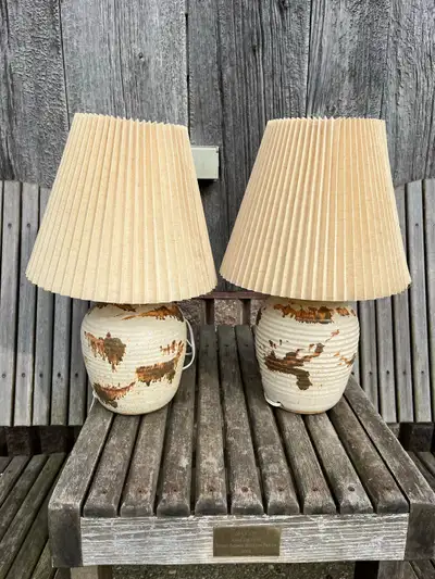 Vintage 1970’s End Table Potery Lamps MCM, View more