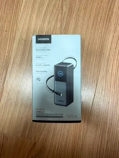 Brand new and factory sealed UGREEN Nexode 20,000mAh power bank with built-in retractable USB-C cabl...