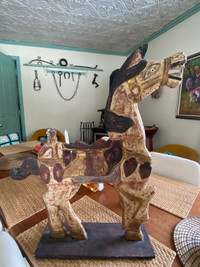 Vintage Hand Carved Painted Wooden Horse
