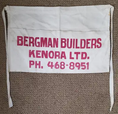 VINTAGE "BERGMAN BUILDERS KENORA LTD." NAIL APRON WITH 2 POCKETS, View more