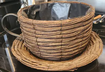 Its lined, so the possibilities are endless. Cute catchall? Hide dodads in plain sight? Planter? Cof...