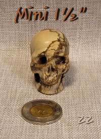 Mini Crâne Skullis de 1½" Jaspe naturel. Picture Jasper Skull