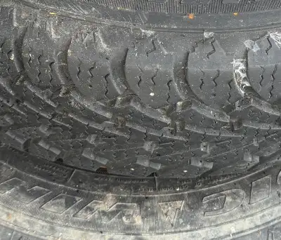 Tires on rims. Rims are rusted and cannot be used. Tires have lots of treads left. Pulled from an ol...