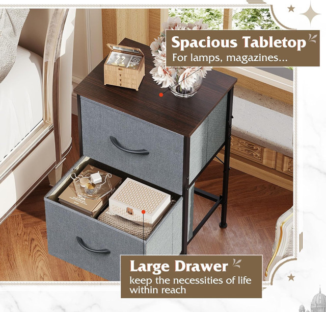 WLIVE Nightstand 2 Drawer Dresser for Bedroom in Storage & Organization in City of Toronto - Image 2