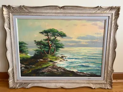 Nice antique listed German Canadian artist seascape oil painting, View more
