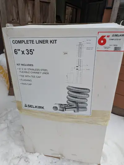 Selkirk chimney liner, 6 inches x 35 feet, new in box, lists for 899 at Home Depot. I need 4 inches...