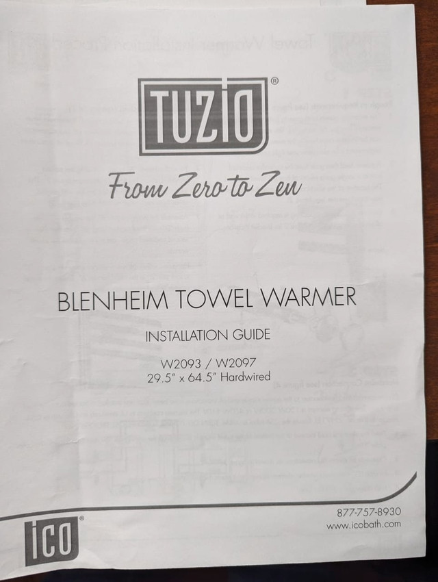 Tuzio Blenheim Towel Warmer in Plumbing, Sinks, Toilets & Showers in St. Catharines - Image 4
