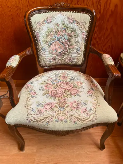 Vintage Louis XV Antique Accent Arm Chair Set