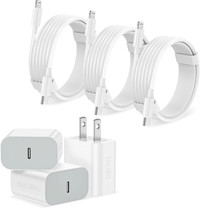 3Pack  iPhone Fast ChargingUSB-C Wall Charger (6ft)
