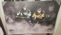 Pittsburgh Penguins 20X29 Poster Canvas: Lemieux, Crosby, Malkin