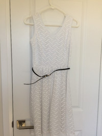 White Dress with Black Belt - New Price!