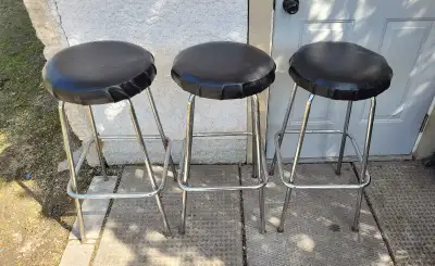 Vintage Leather & Chrome Bar Stools, View more
