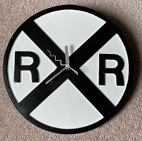 RR Railroad Railway Crossing sign wall clock 10" Quartz metal