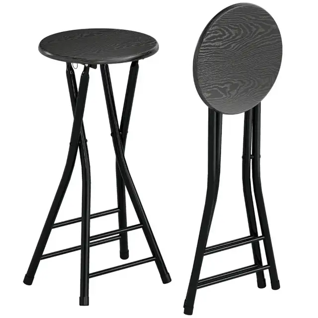 Foldable Barstool, Counter Height Bar Stool w Footrest and S in Chairs & Recliners in Markham / York Region - Image 2