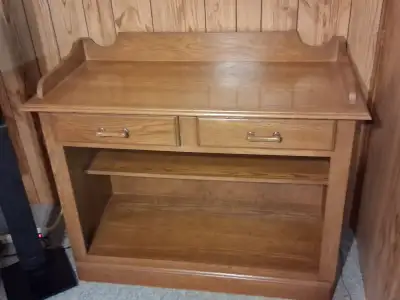 WOOD DRY SINK/ DISPLAY WITH DRAWERS/SHELVES, View more