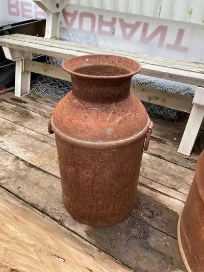 Backyard Decor Old Metal Milk Can, View more