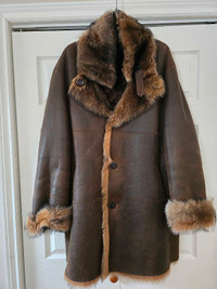 Mens Sheepskin Coat, hat and mitts