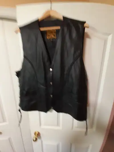 Size 48 Black Motorcycle Vest For Sale... Like New