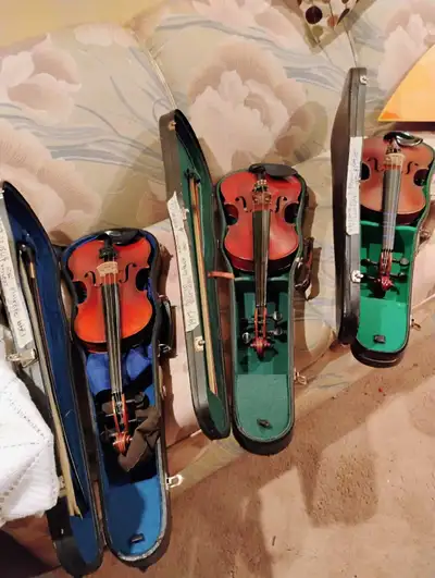For sale three vintage violins ! 4/4 size ! All complete and ready to play ! Good condition! Czech R...