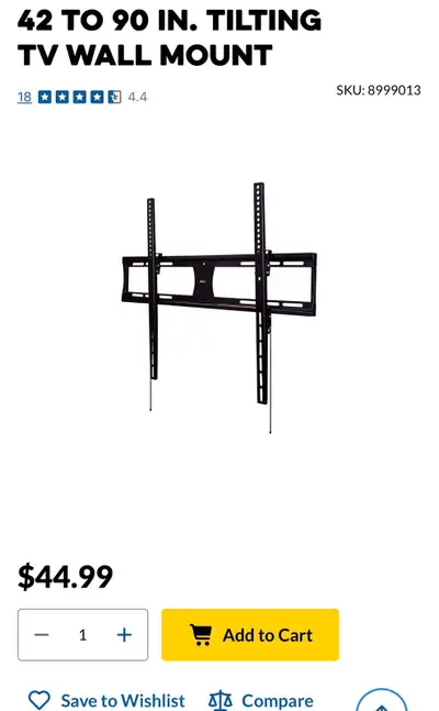 42 to 90 inch Tilting TV Wall Mount/ Instalation 40$, View more