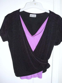 2 Wrap-Around Tops and Purple V-Neck Top