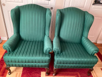 Two wingback Armchairs ( Green Colour)