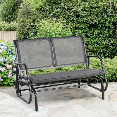 Patio Double Glider Outdoor Steel Sling Fabric Gliding Bench Gar, View more