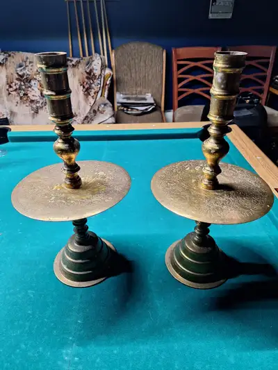 Large 1800,s brass candle holders, View more