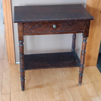 Antique Table with Drawer and Bottom Shelf