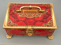 Blue Bird Confectionery Red Gold Trunk Tin Box England
