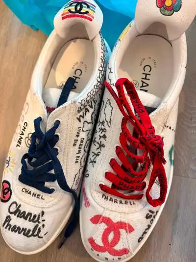 Chanel x Pharrell Williams canvas low-top sneakers, View more