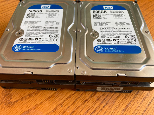 WD Blue 3.5" Desktop Hard Drive, 500GB, 7200RPM - $10. in System Components in Saskatoon - Image 3