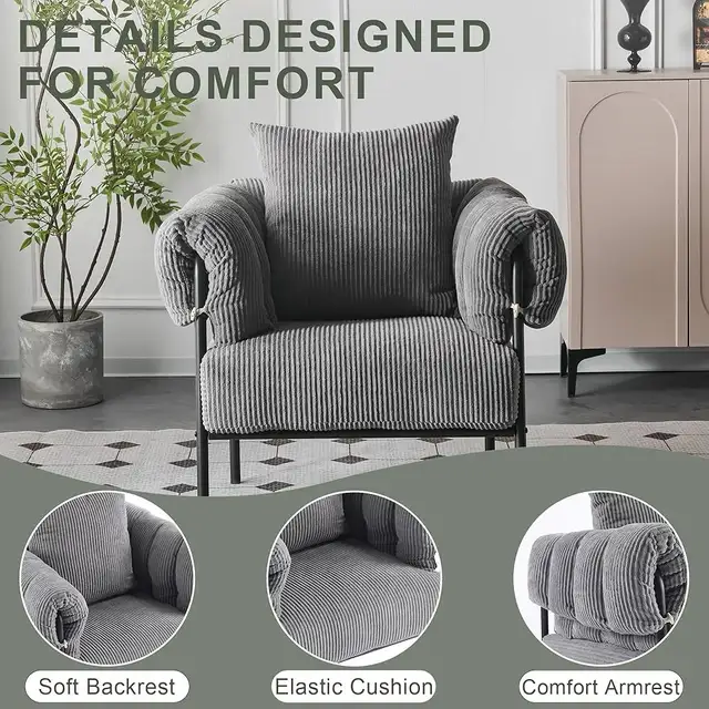 Accent Chair Reading Chair with Pillow Accent Armchair for Adult in Chairs & Recliners in Markham / York Region - Image 10