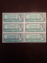 1937 Canada Circulated Pair of $1 Banknotes - Free Shipping USA