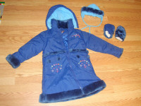 Like New Embroidered Winter Coat + Hat + Mittens Size 6 $45