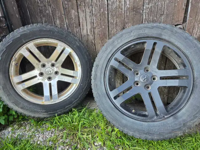 Dodge/Jeep 18" 114.3 x 5 aluminum rims w old winter tires in Tires & Rims in Stratford - Image 3