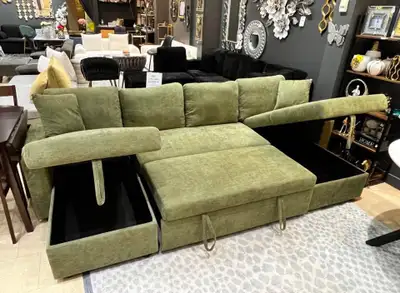 U-Shape Sectional Sofa Bed with Double Storage, View more