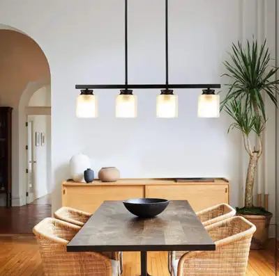 Depuley Ceiling Pendant Light, Vintage 4-Light Matte Black Metal, View more