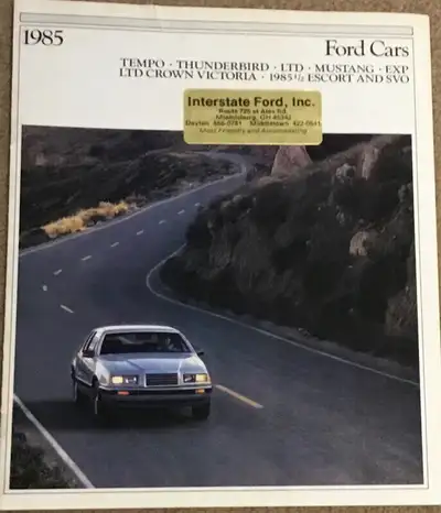 1985 FORD FULL LINE OF AUTOS BROCHURE FOR SALE this English brochure has 20 coloured pages Showing t...