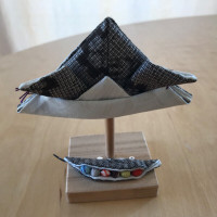 Kabuto Helmet Display miniature made from Kimono good conditi