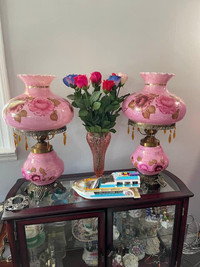 Antique hand painted Gone with the Wind/ Hurricane table lamps- 