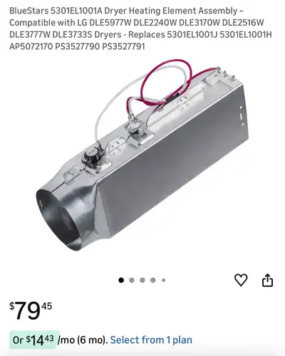 BlueStars  Dryer Heating Element Assembly – Compatible, View more
