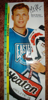 UNUSED 1997 MARTIN BRODEUR NHL DURACELL BATTERY GROWTH CHART