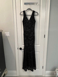 black sequinned prom dress 