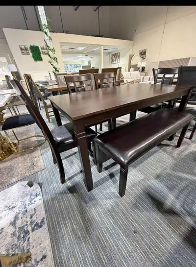 Wood Dining Table Set with Bench, View more